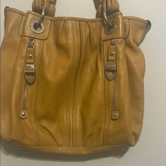 B makowski Elegant mustard yellow Leather Tote Bag - Picture 1 of 16